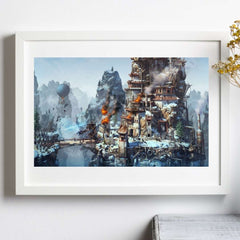 Steampunk mountain world wall art