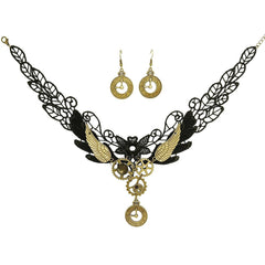 Steampunk clock-style jewelry set