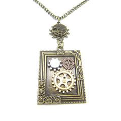 Steampunk photo frame necklace