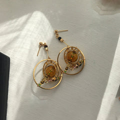 Steampunk planet earrings