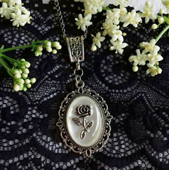 Steampunk rose cameo necklace