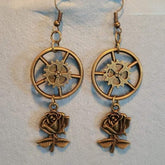 Steampunk rose earrings