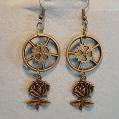 Steampunk rose earrings