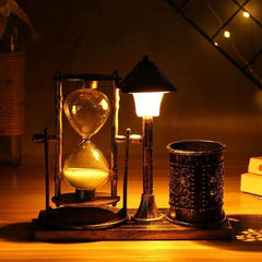 Steampunk sandglass lamp