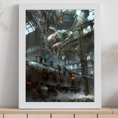 Steampunk express train wall art