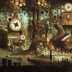 Steampunk underground city wall art