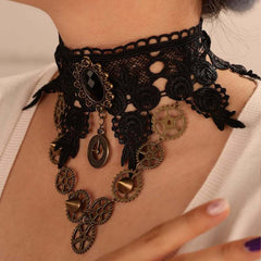 Steampunk gear chain choker