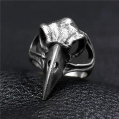 Silver Steampunk raven ring