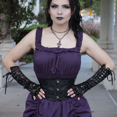 Steampunk satin lace-up gloves