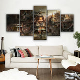 Steampunk village wall art