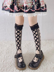 Sweet Satin Ribbon Lace Knee Socks