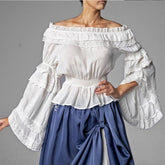 Steampunk chiffon ruffles shirt