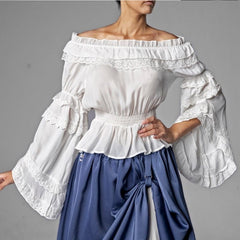 Steampunk chiffon ruffles shirt