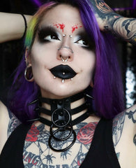'Tortured' Black Gothic Spike Ring Choker (14 Colours)
