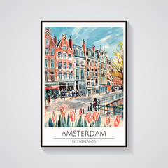 Amsterdam Canals & Tulips Poster