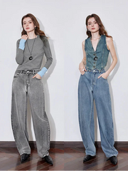 Denim Y2K Mid Waist Boyfriend Fit Jeans