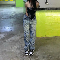 Embroidered Patchwork Y2K Baggy Low Waist 90S Jeans