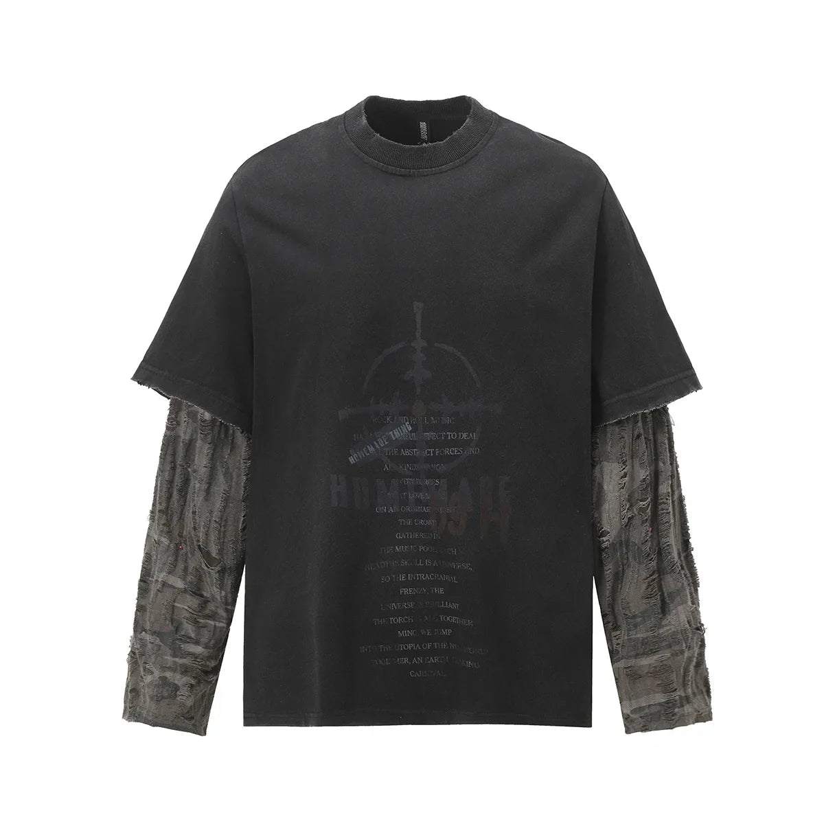Grunge Y2K Mock Layered Long Sleeve Top