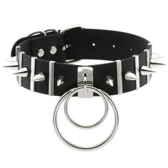 Black Spike Ring Choker
