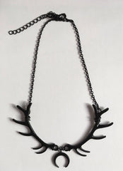 Goth Alt Black Horn Crescent Choker