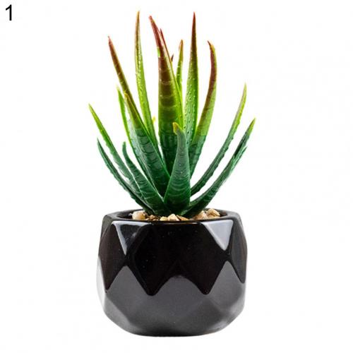Artififical succulent in black pot, 11 different designs