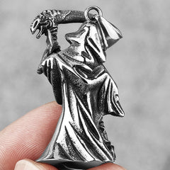 Grim Reaper Scythe Skull Stainless Steel Necklace