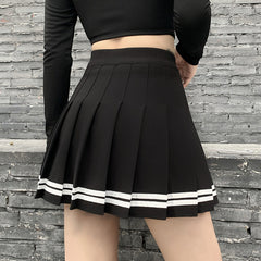 'Deadly Delight' Black Grunge Skirt with White Stripes