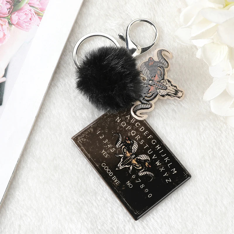 Pom Pom Ouija Planchette Keychain Handbag Charm (Various Designs)