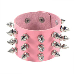 Multi Color Goth PU Leather Metal Spike Wristband