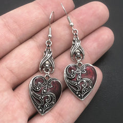 'Blood Red' Rose Mysterious Earrings