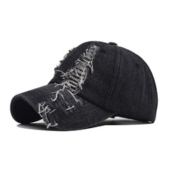 Black Alt Embroidery Ripped Cap