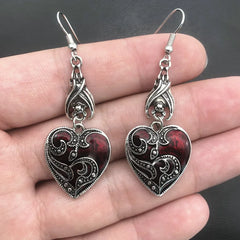'Blood Red' Rose Mysterious Earrings