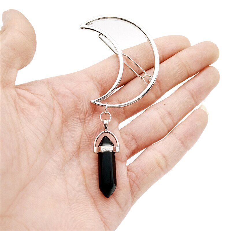 Moon stone hair clips