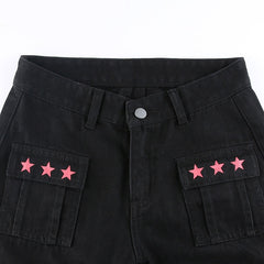 Goth 'Bonded By Blood' Black Grunge Low Waist Denim Pants