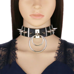 Black Spike Ring Choker