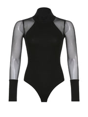 'Perception' Black Alt Gothic Mesh Transparent Bodysuit