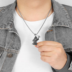Grim Reaper Scythe Skull Stainless Steel Necklace