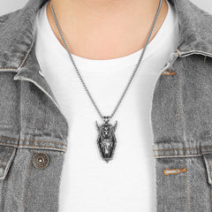 Horned Demon Skull Stainless Steel Necklace