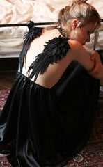 Gothic 'Angel of Death' Angel Wing Satin Night Dress Goth Lingerie (4 Colours)