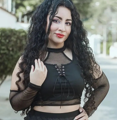 'Digging Your Grave' Black Alt Goth Fishnet Cut Out Top