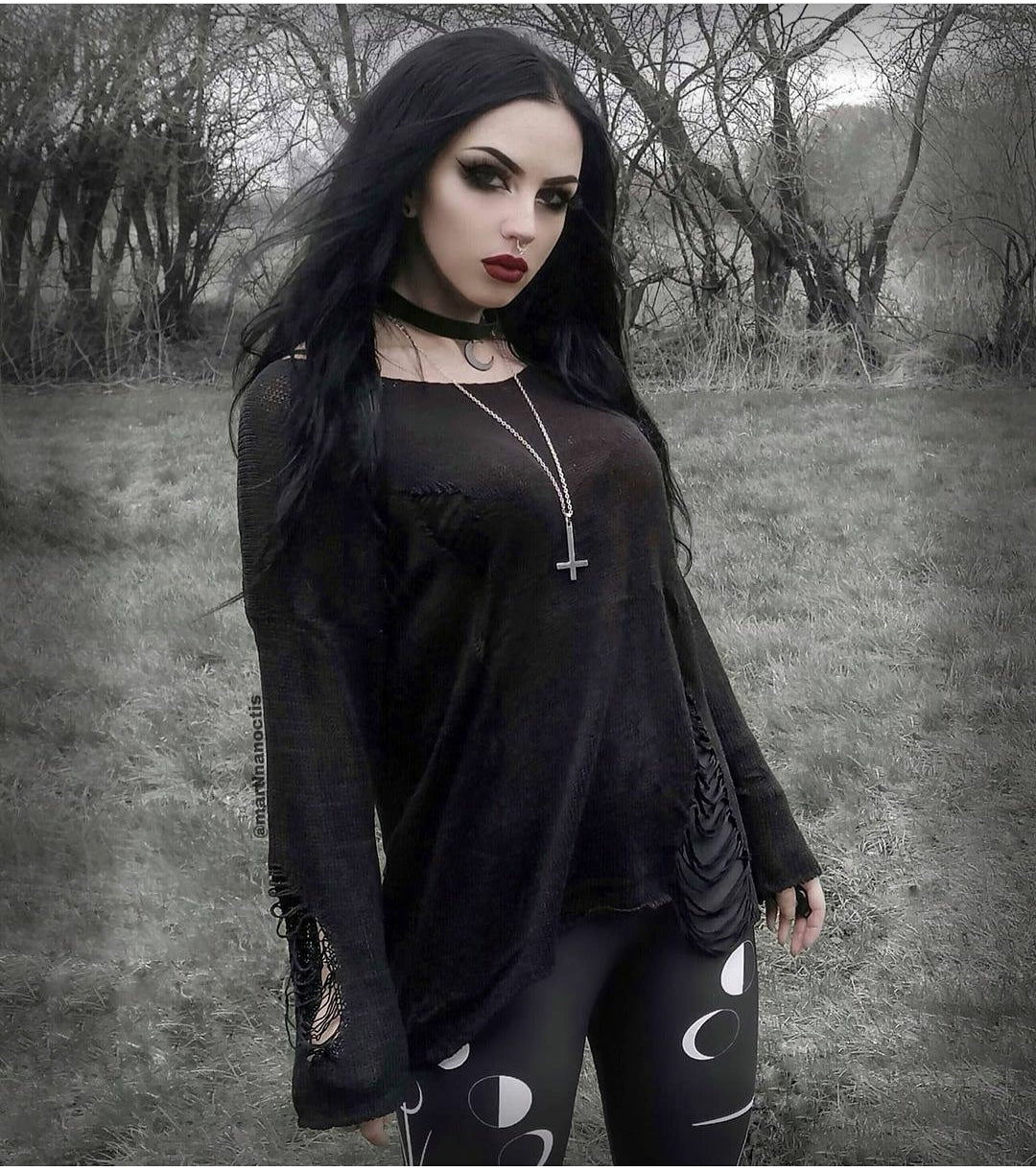 'Sleepy Hollow' Black Grunge Ripped Sweater