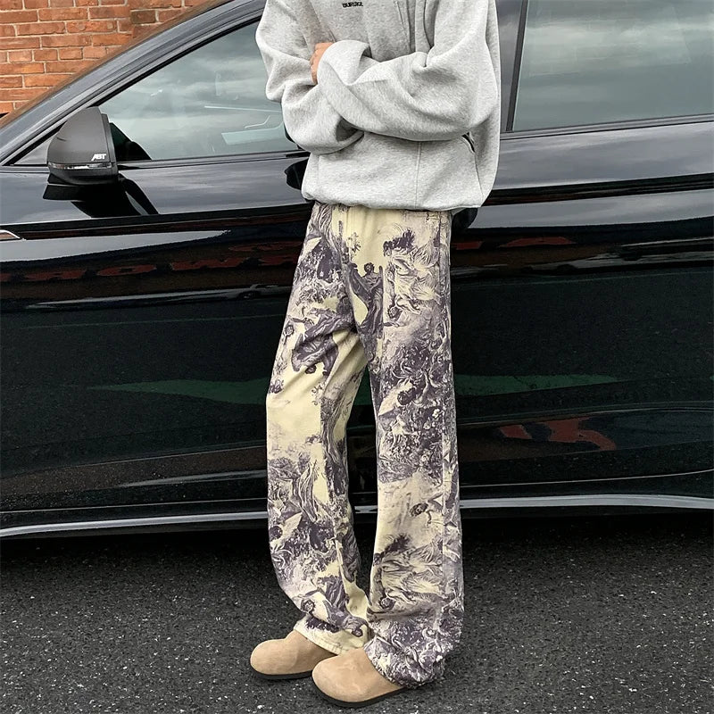 Oil Painting Style Graphic Baggy Jeans