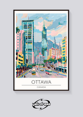 Ottawa Cityscape Art Deco Poster