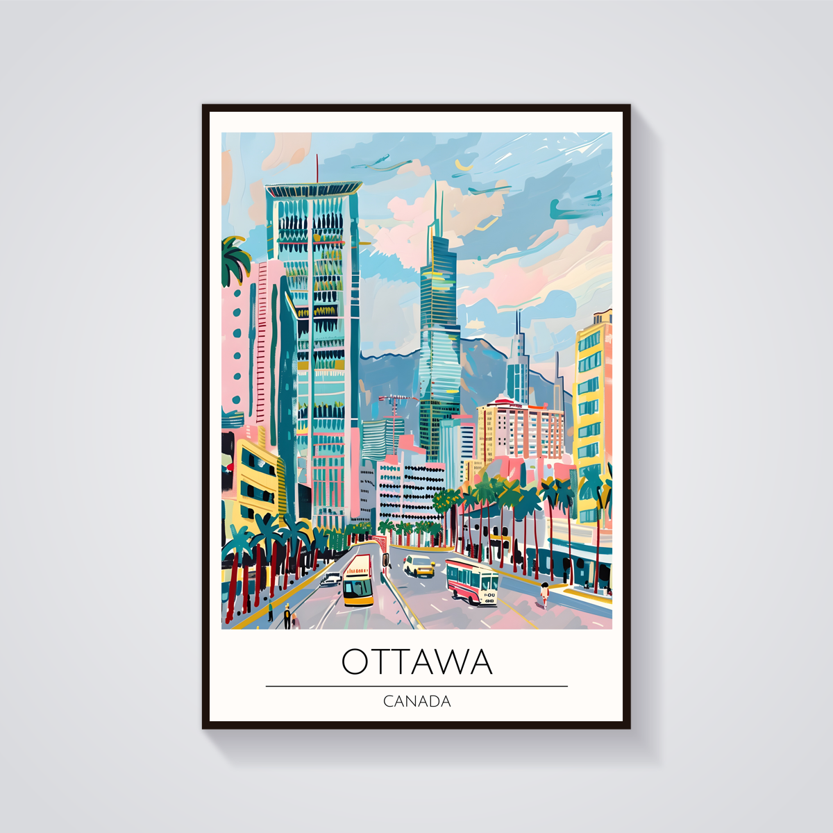 Ottawa Cityscape Art Deco Poster