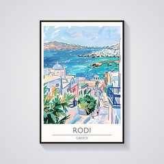 Rodi Greece Coastal Poster