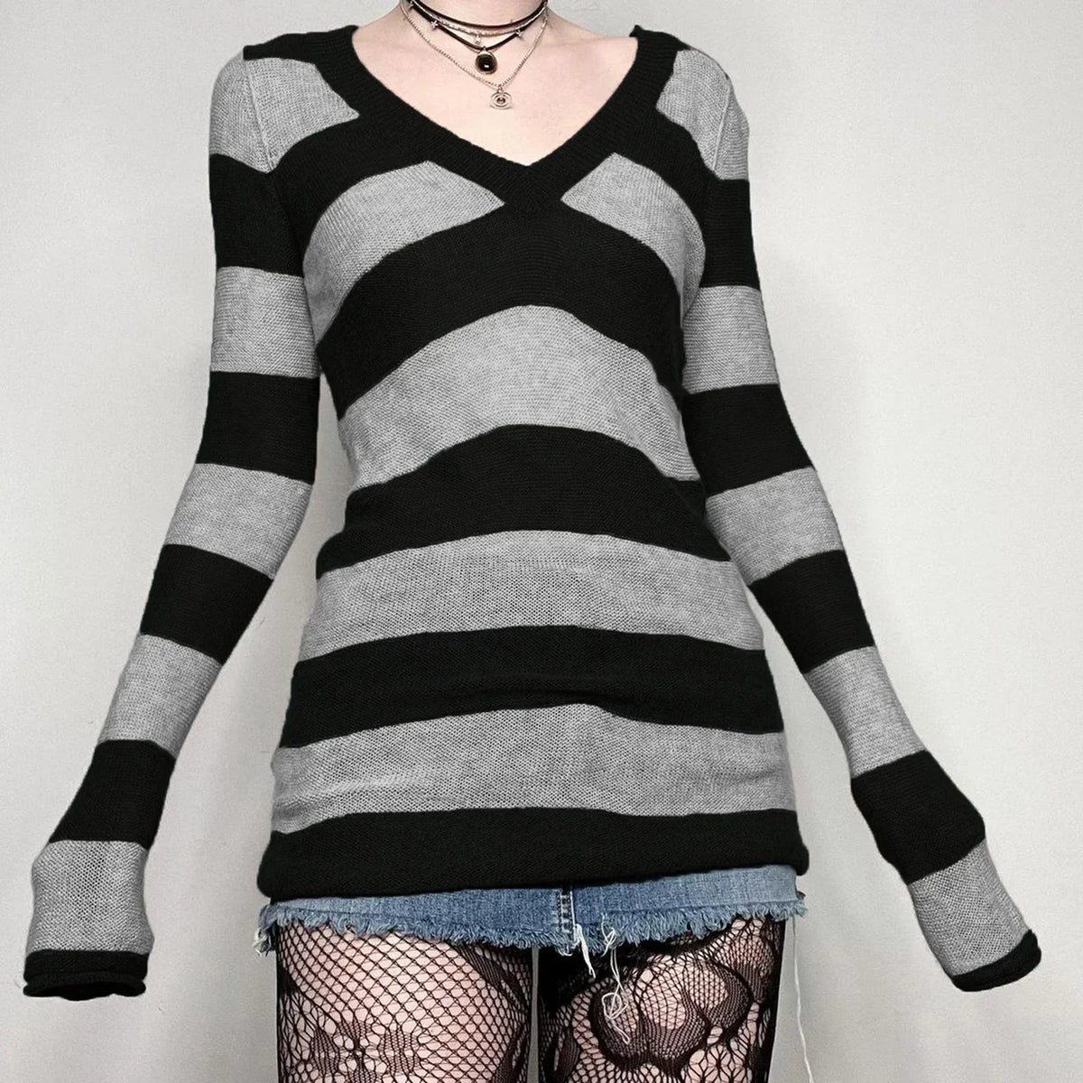 Grunge 'Sky' Black Autumn Knitted Sweater