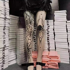 Black Goth Spider Skin Color Tights