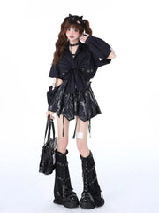 Gothic Grunge Black Tie Dye Mini Skirt