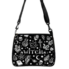 Gothic Cat Printed Shoulder Bag