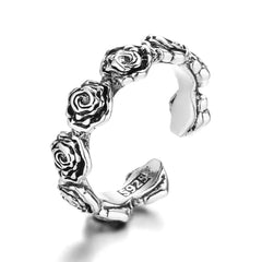 Goth Silver Rose Ring